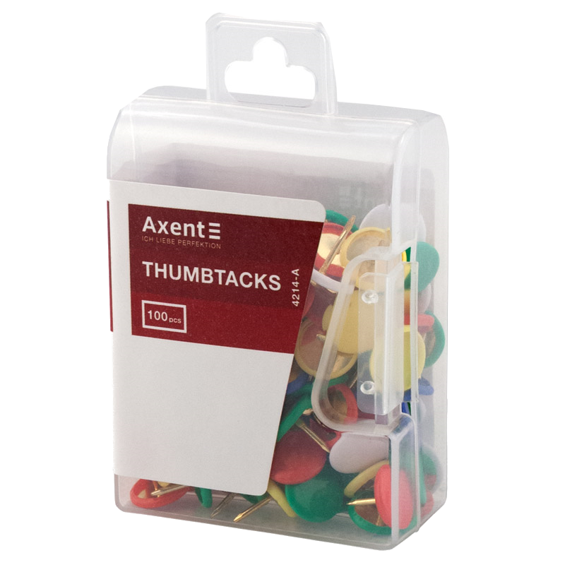 Кнопки AXENT (4214-A) металеві з пластиковим капелюшком, 100шт.